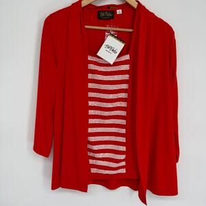 Bob Mackie Top Set Women’s Medium Red & White Sequined Feminine Wearable Art